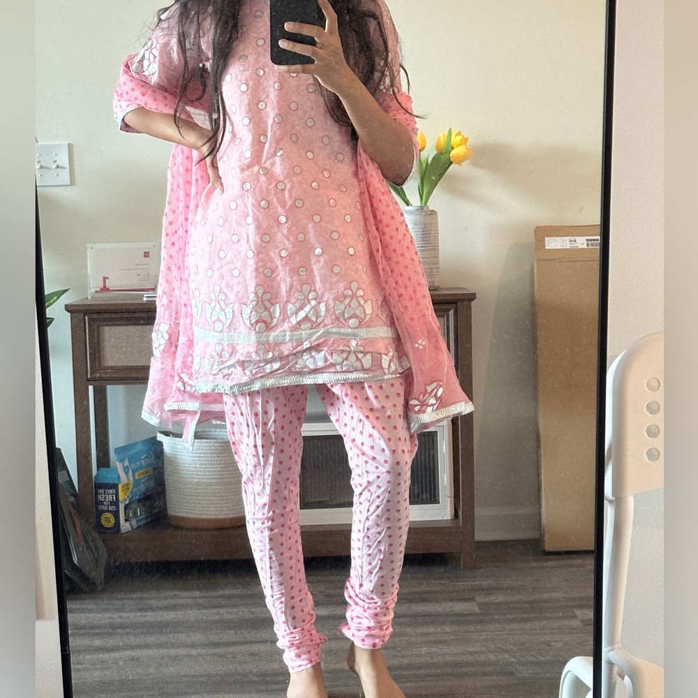 Polka dot Pink Salwar Kameez Set